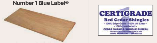 Certi-Grade® / Number 1 Blue Label® cedar product